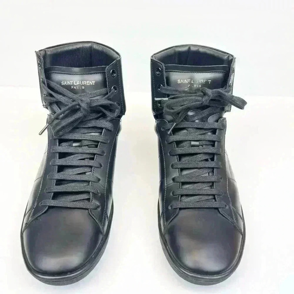 Saint Laurent Men's  Size 41 Patent Signature Court Classic High Top Sneaker - Picture 1 of 12